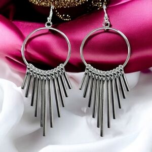 🆕️Silver Spikes Drop Dangle Silver Earrings  Boho Chic Statement Unique Jewelry